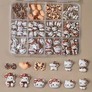 3D Cute Cartoon Sanrio Hello Kitty 72pcs Leopard Nail Art Charms